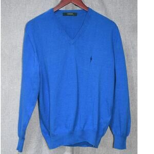 Cardon Blue V-Neck Cotton Blend Sweater Size M Made in Argentina